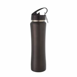 Smith & Nobel Double Wall Stainless Steel Straw Bottle Black 500mL