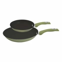 Smith & Nobel Enhance Twin Pack Aluminium Frypans Olive Green