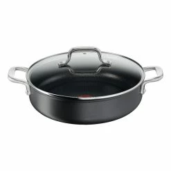 Tefal Premium Specialty Hard Anodised Induction Chef Pan With Lid 30 Cm -Deals Cutlery Store BP643704 nc