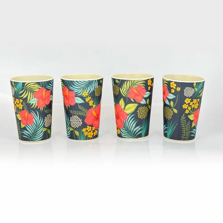 Frankie & Me Tropical Blue Bamboo Cup 4 Pack 4 Frankie & Me Tropical Blue Bamboo Cup 4 Pack - Image 2