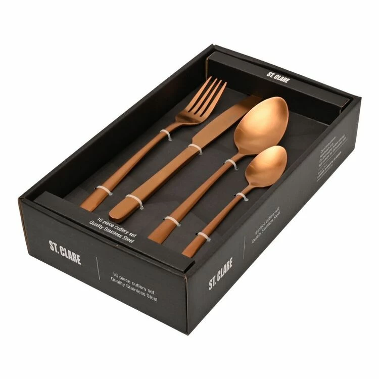 St Clare Nordic 16 Piece Stainless Steel Cutlery Set Rose Gold 3 St Clare Nordic 16 Piece Stainless Steel Cutlery Set Rose Gold