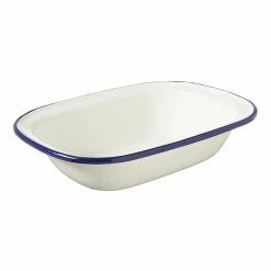 Wiltshire Enamel Oblong Pie Dish 400mL Blue Rim