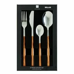 Smith & Nobel Milan 24-Piece Cutlery Set Wood/Silver