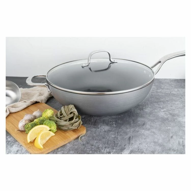 Swiss Diamond Hard Anodised Wok 28cm 3 Swiss Diamond Hard Anodised Wok 28cm