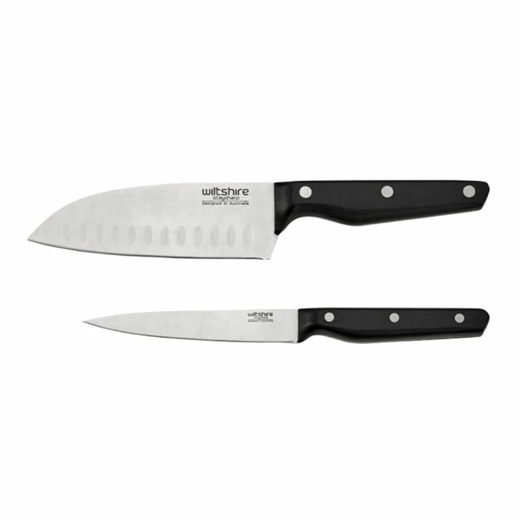 Wiltshire Staysharp Triple Rivet Santoku & Utility Knife 2-Piece Duo Set 3 Wiltshire Staysharp Triple Rivet Santoku & Utility Knife 2-Piece Duo Set