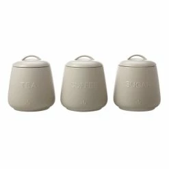 Casa Domani Moderna Canister Set Of 3 Gift Boxed 600mL Taupe