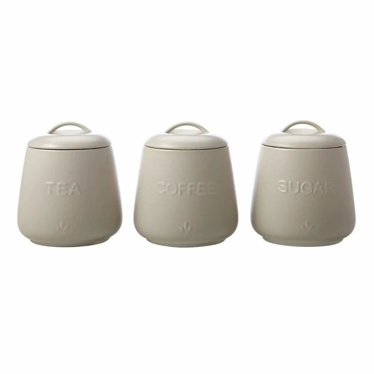 Casa Domani Moderna Canister Set Of 3 Gift Boxed 600mL Taupe 3 Casa Domani Moderna Canister Set Of 3 Gift Boxed 600mL Taupe
