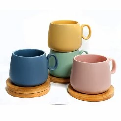 Coffee Culture Matte Colour 250mL Coffee And Tea Cup With Coasters