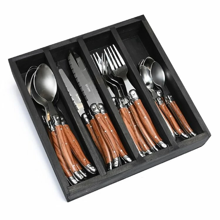 Laguiole Elite Wood Finish 24 Piece Cutlery Set 2 Laguiole Elite Wood Finish 24 Piece Cutlery Set