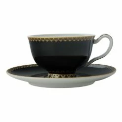 Maxwell & Williams Teas & C's Classic Footed Cup & Saucer 200mL Black Gift Boxed